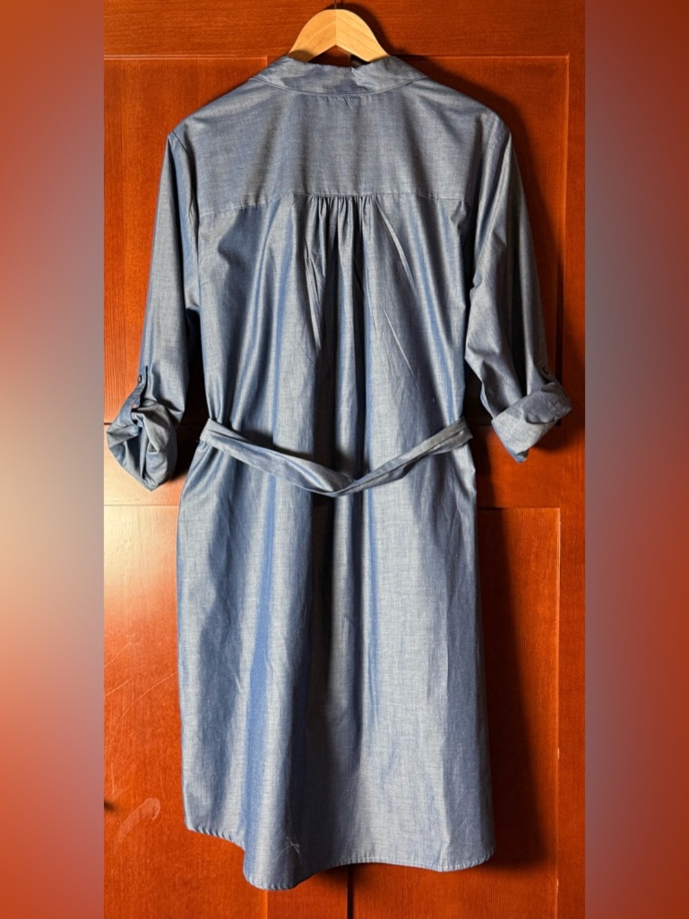 Time and Tru Blue Chambray Tie-Waist Midi Shirt Dress NWOT Size XL - Picture 9 of 9